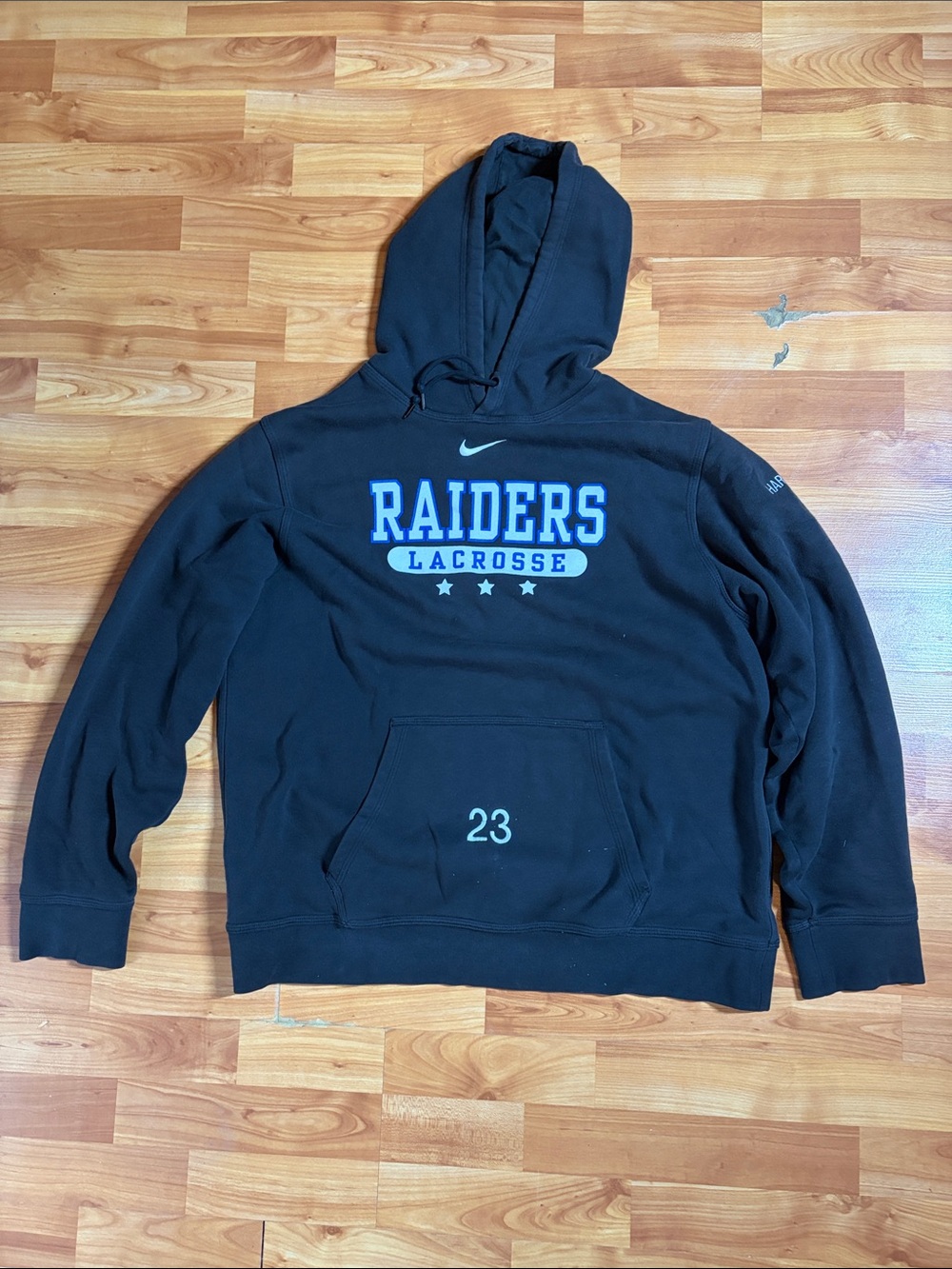 Nike Black Dover-Sherborn Raiders Lacrosse Pullover Hoodie with Blue Logo